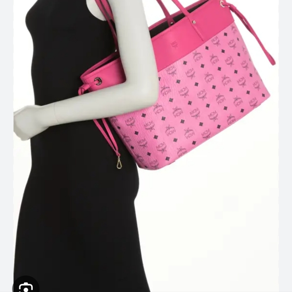 MCM Visetos Pink Tote Bag w/ Pouch - Picture 3 of 16